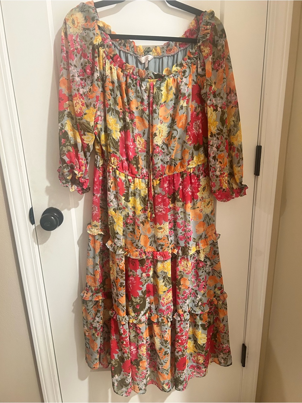 Floral Ruffle Tiered Maxi Dress in Multicolor - Picture 1 of 3